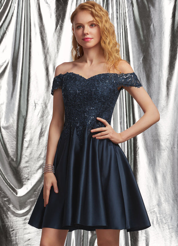 Robe Trapèze Satinée Ébène - gallery 4