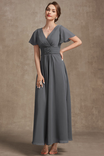 Robe Trapèze Gris Élégance Sereine - gallery 2