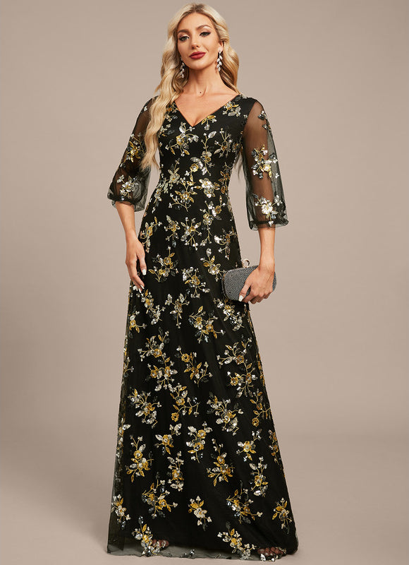 Robe Trapèze Élégance Sombre Fleurie