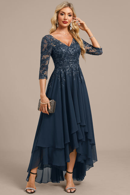 Robe Trapèze Asymétrique Dentelle - gallery 4