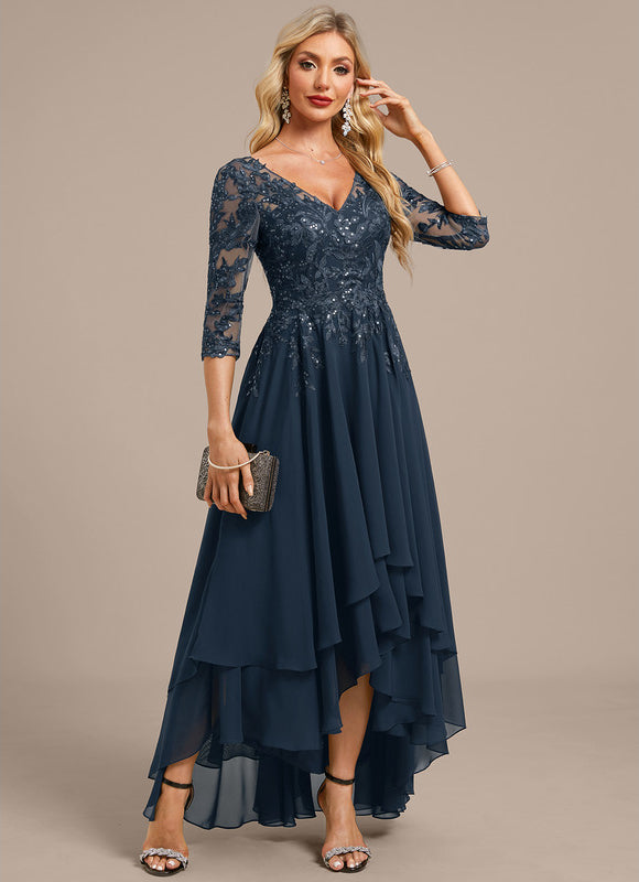 Robe Trapèze Asymétrique Dentelle - gallery 4