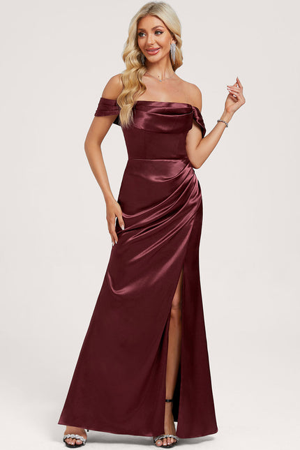 Robe Trapèze Satin Bordeaux Évasée - gallery 1