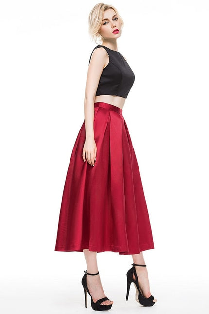 Robe Trapèze Satin Rouge - gallery 4