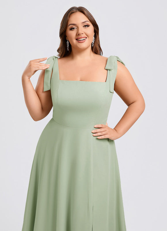 Robe Trapèze Élégante Vert Clair - gallery 8