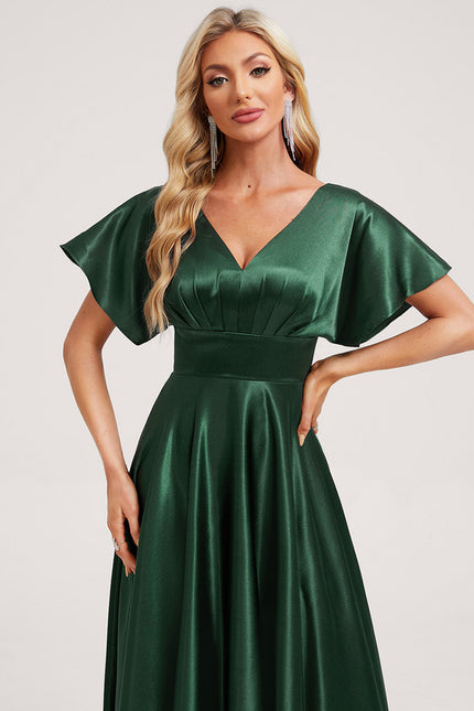 Robe Trapèze Satin Doré Élégante - gallery 3