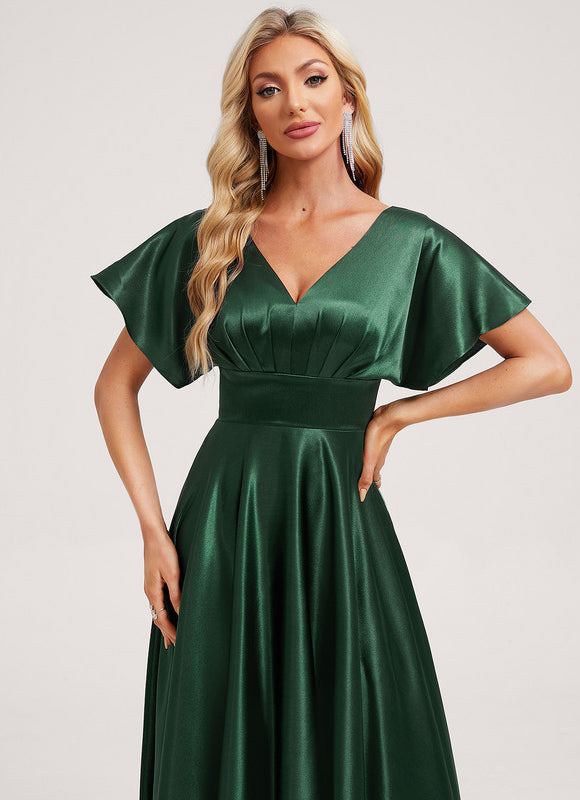 Robe Trapèze Satin Doré Élégante - gallery 3