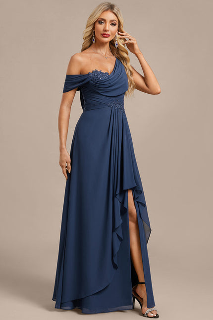 Robe Trapèze Élégance Asymétrique Marine - gallery 5