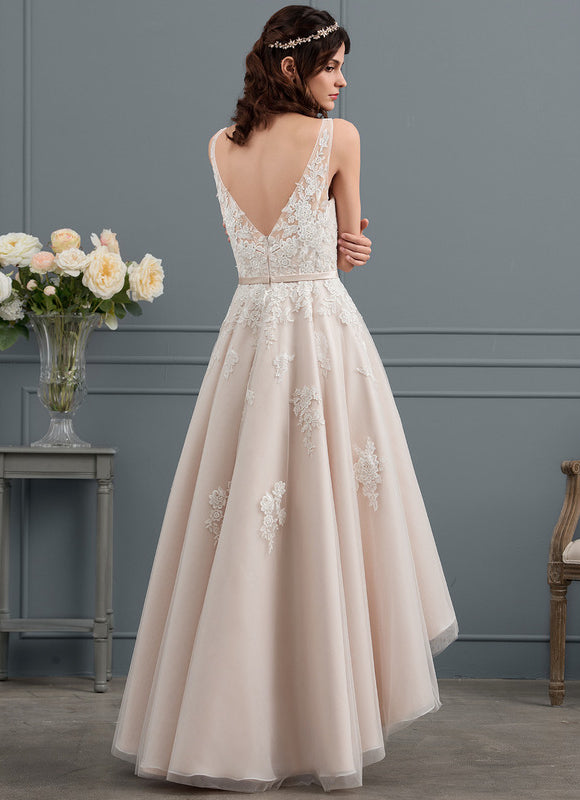 Robe Trapèze Lueur De Satin Rosé - gallery 4