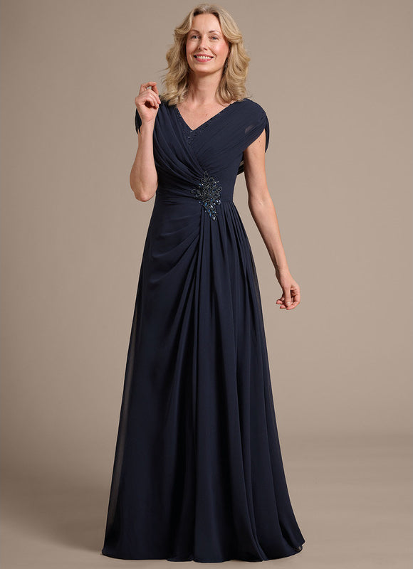 Robe Trapèze Élégance Marine Plissée - gallery 4