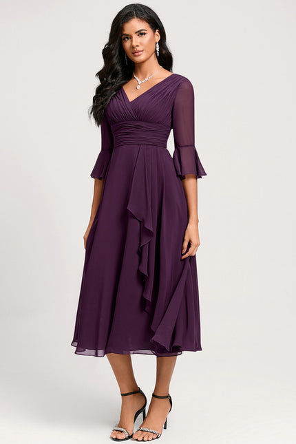 Robe Trapèze Florale Marine - gallery 2