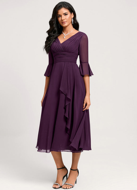 Robe Trapèze Florale Marine - gallery 2