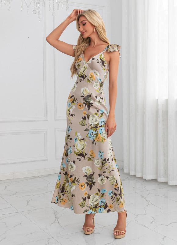 Robe Trapèze Satinée Botanique