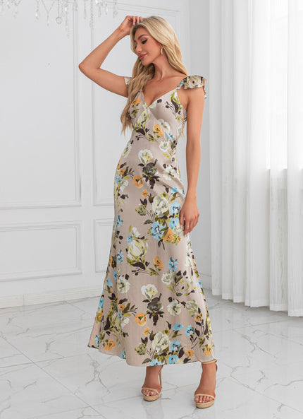 Robe Trapèze Satinée Botanique