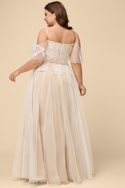 Robe Trapèze Blanche Dentelle Tulle Volants - gallery 9
