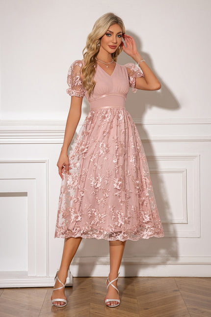 Robe Trapèze Rose Florale - gallery 5