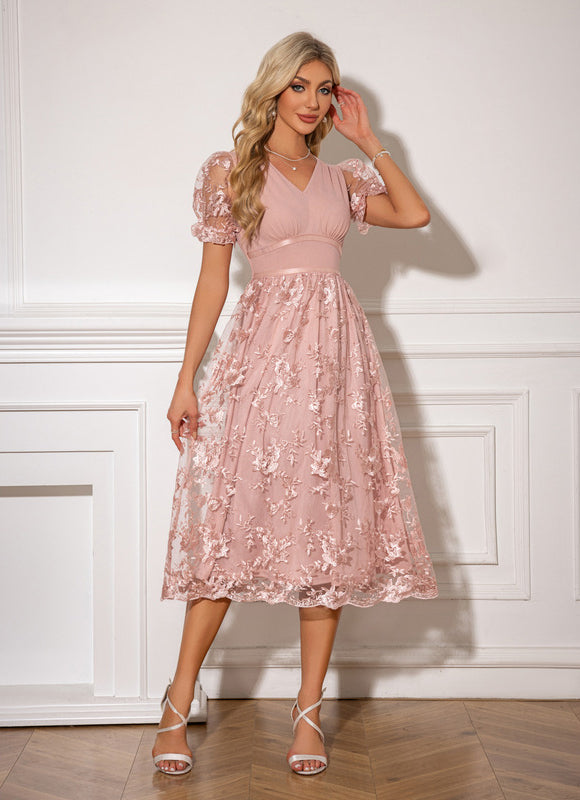 Robe Trapèze Rose Florale - gallery 5
