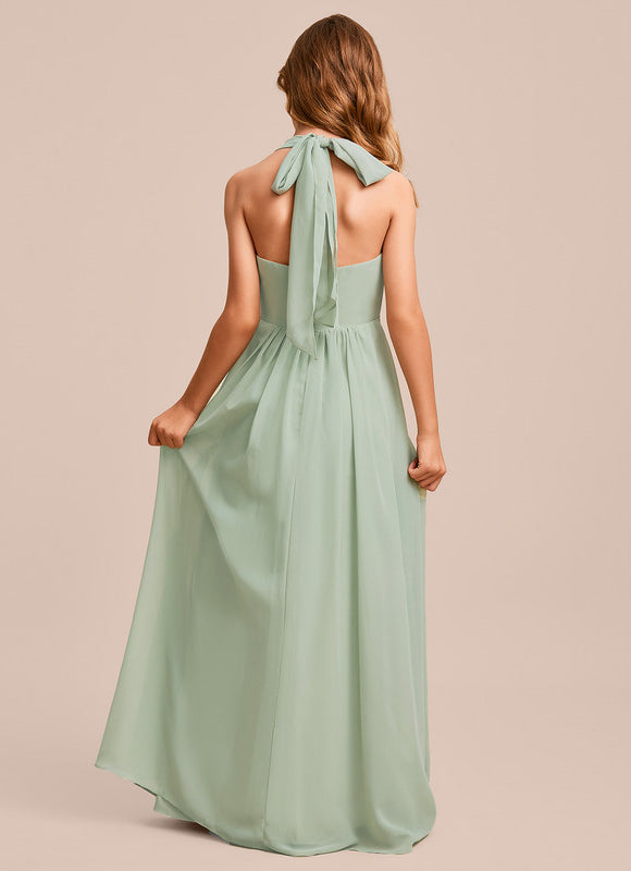 Robe Trapèze Mousseline Bleue - gallery 5