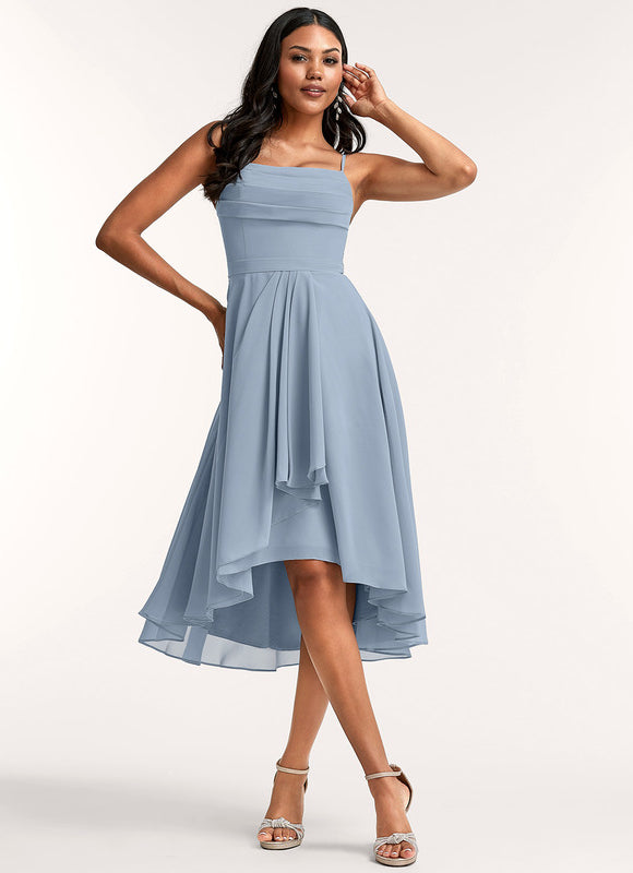 Robe Trapèze Mousseline Céleste - gallery 2