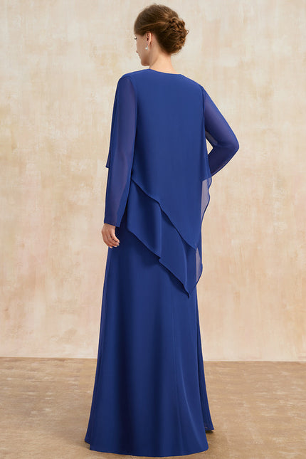 Robe Trapèze Satin Bleu Majestueux - gallery 2