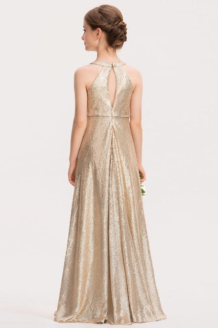 Robe Trapèze Pailletée Dorée - gallery 3