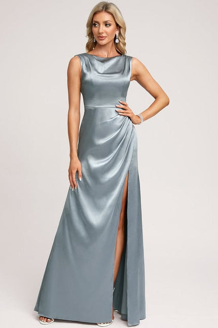 Robe Trapèze Satin Aqua Élégant