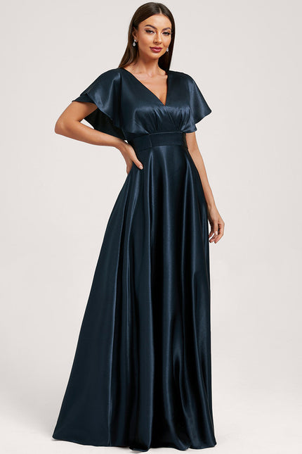 Robe Trapèze Satin Doré Élégante - gallery 3