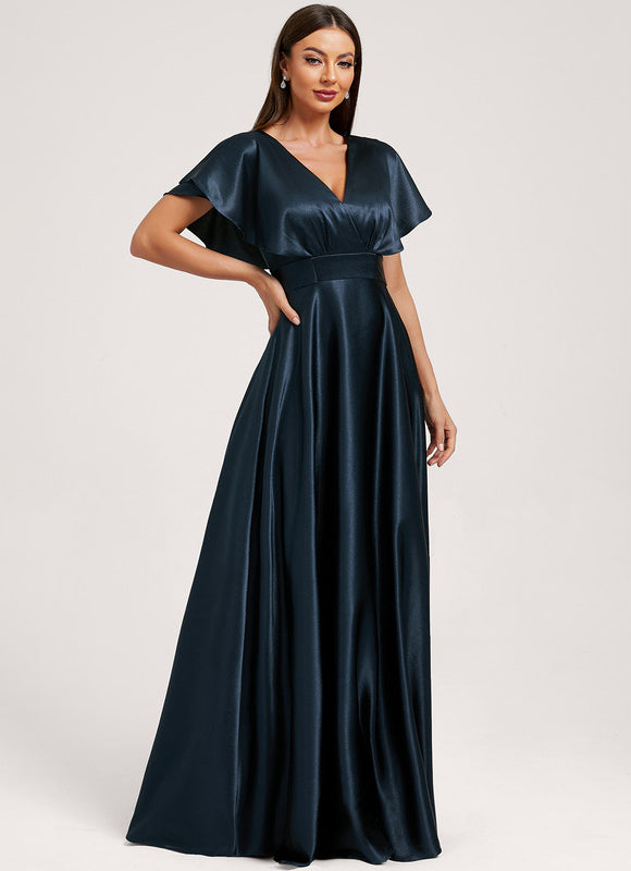 Robe Trapèze Satin Doré Élégante - gallery 3