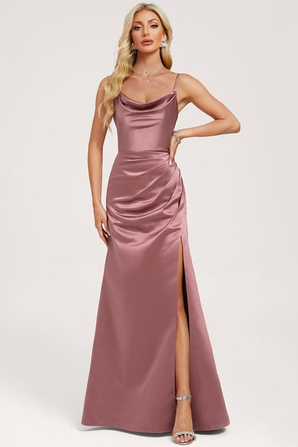 Robe Trapèze Satin Rose Élégante