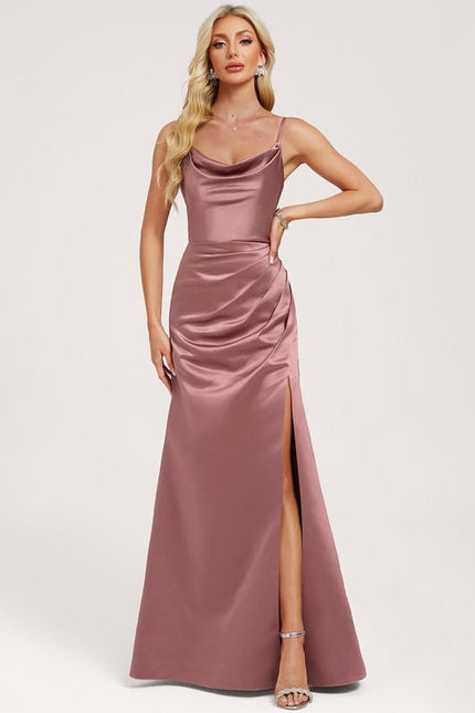 Robe Trapèze Satin Rose Élégante