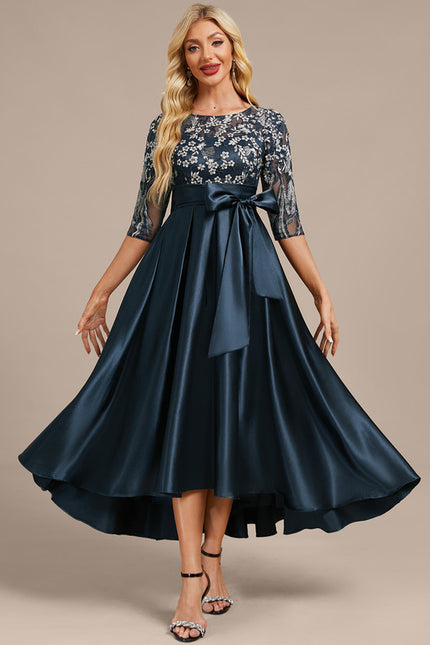 Robe Trapèze Satinée Florale - gallery 4
