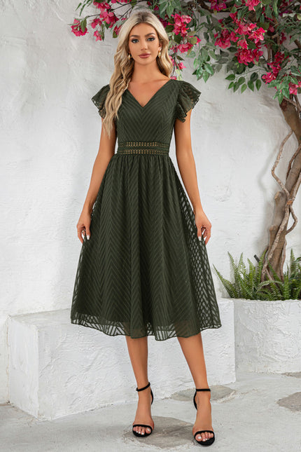 Robe Trapèze Feuille Émeraude - gallery 3