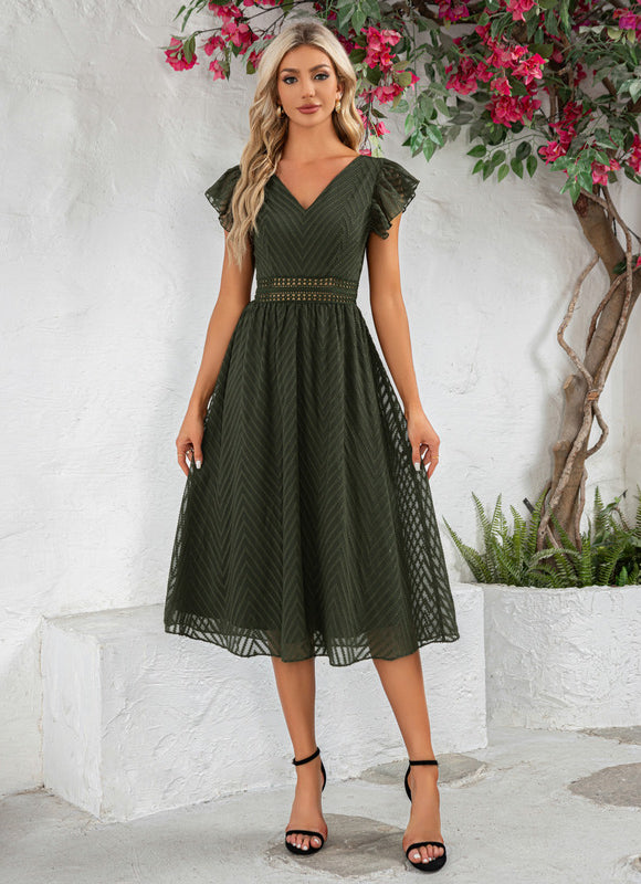 Robe Trapèze Feuille Émeraude - gallery 3
