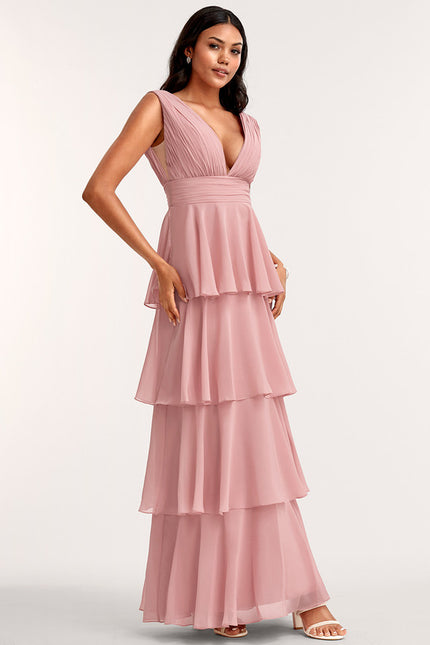 Robe Trapèze Longue Beige Élégante - gallery 2