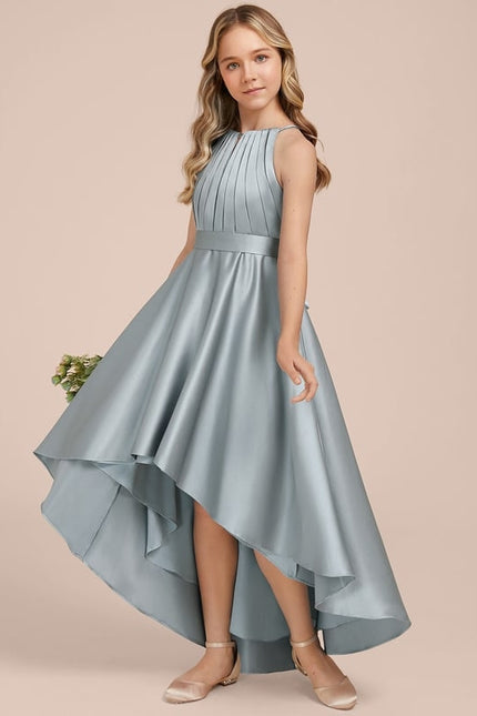 Robe Trapèze Satin Bleuté Élégante - gallery 3