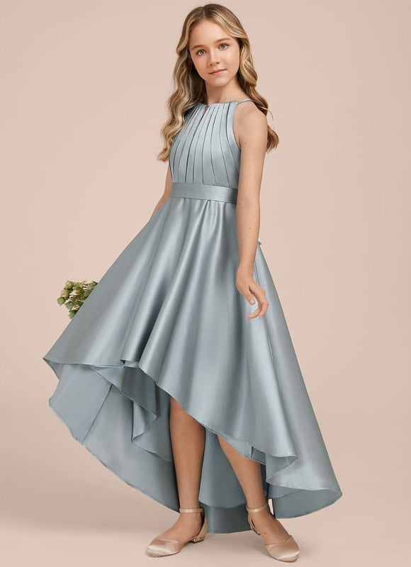 Robe Trapèze Satin Bleuté Élégante - gallery 3