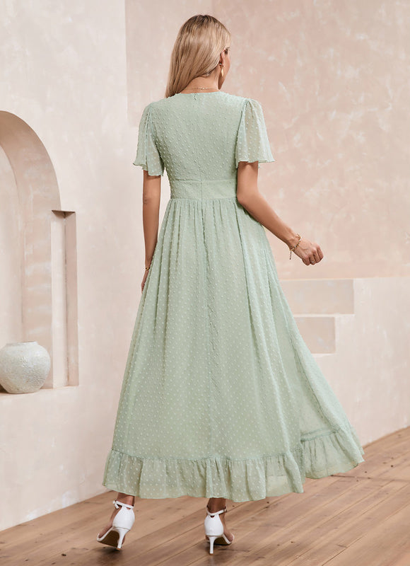 Robe Trapèze Verte Aérée - gallery 2