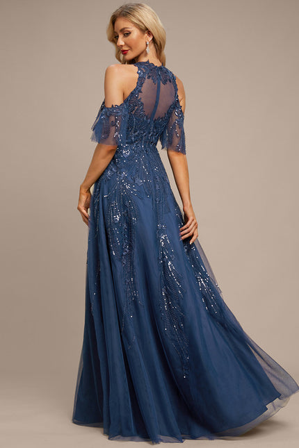 Robe Trapèze Satinée Azur - gallery 6