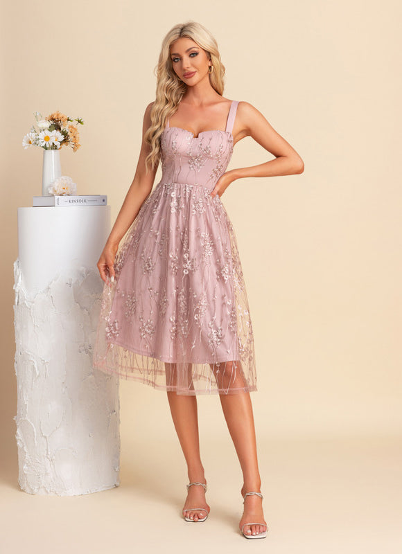 Robe Trapèze Éphémère Rose - gallery 1
