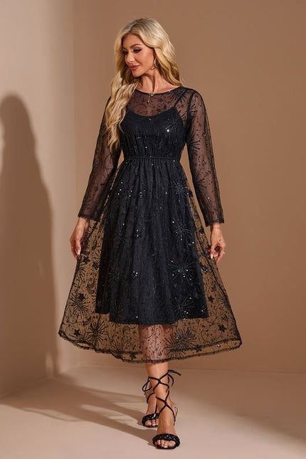 Robe Trapèze Noir Étoilé Chic - gallery 6