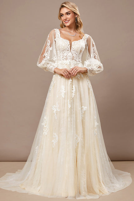 Robe Trapèze De Mariée Éthérée - gallery 1