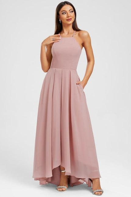 Robe Trapèze Mousseline Rose - gallery 5