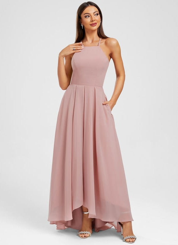 Robe Trapèze Mousseline Rose - gallery 5