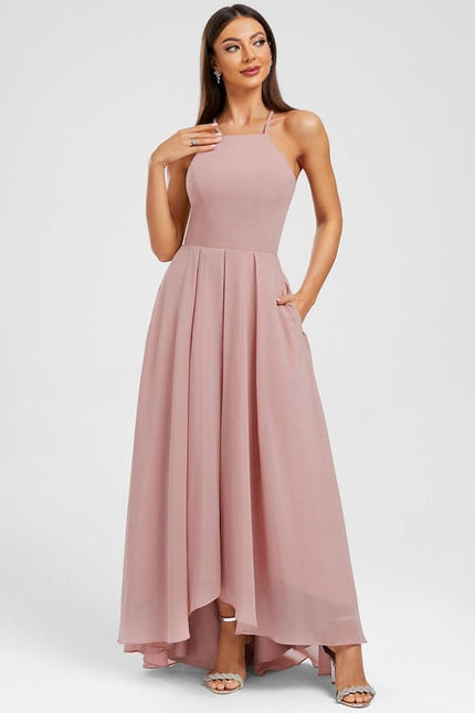 Robe Trapèze Mousseline Rose - gallery 5