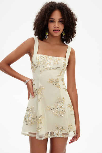 Robe Trapèze Écrue Florale - gallery 6