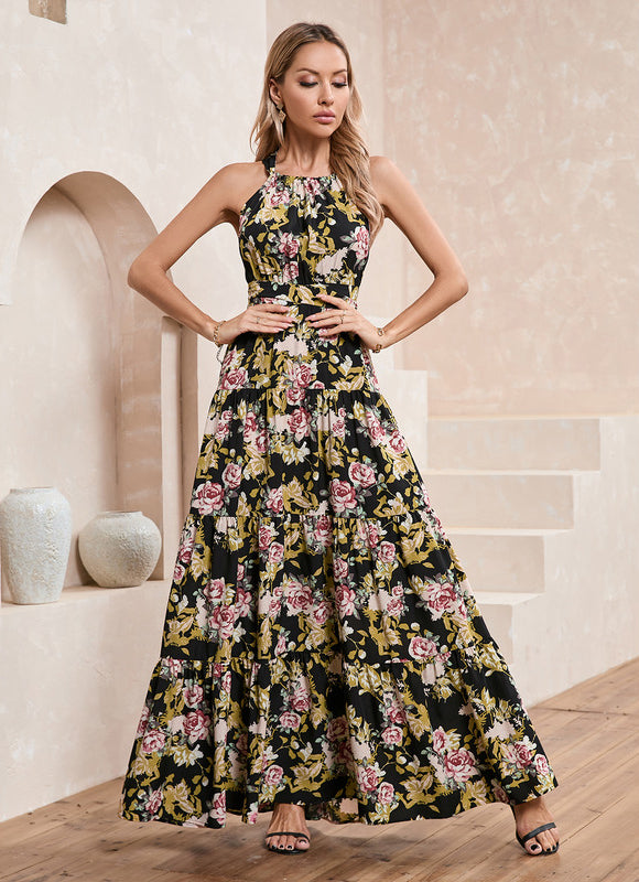 Robe Trapèze Fleurie Éclatante - gallery 3