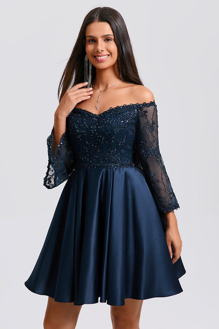 Robe Trapèze Satin Étoilée - gallery 3