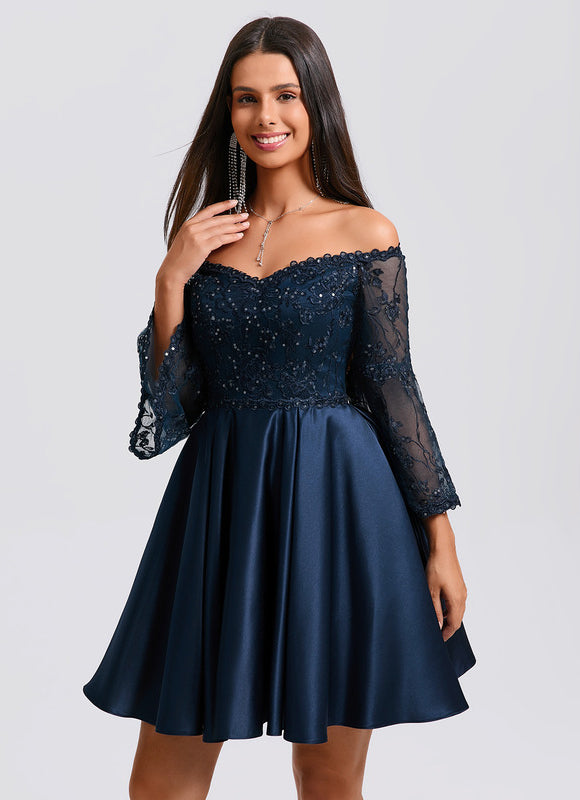 Robe Trapèze Satin Étoilée - gallery 3