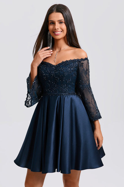 Robe Trapèze Satin Étoilée - gallery 3