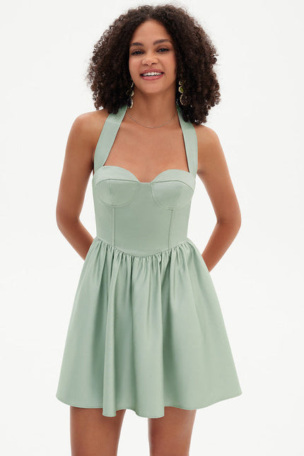 Robe Trapèze Verte Éclatante - gallery 7