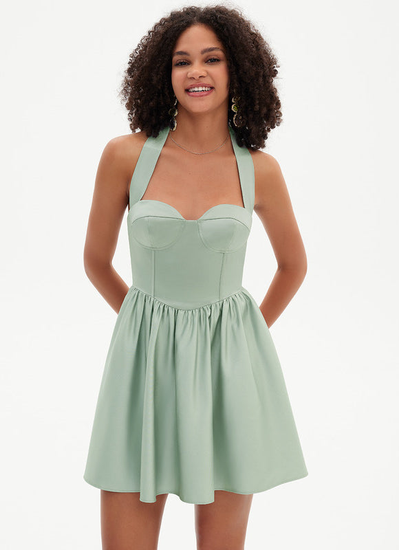 Robe Trapèze Verte Éclatante - gallery 7